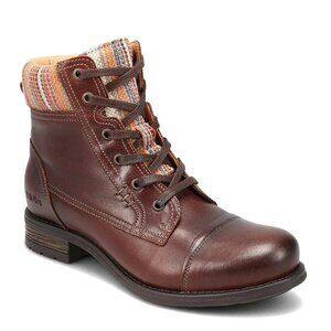 Taos Captain Boots Brown Full Grain Leather Casual Zip Lace Up Size US 9-9.5
